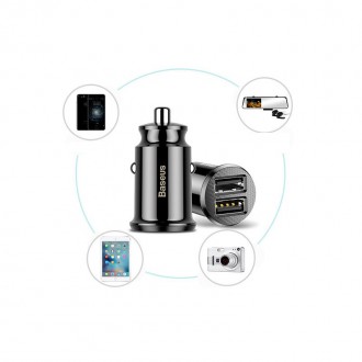 Baseus Grain Car Charger mini nabíječka do auta 2x USB 3.1A černá (CCALL-ML01)