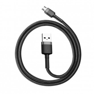 [RETURNED ITEM] Baseus Cafule Cable Durable Nylon Braided Wire USB / micro USB QC3.0 2.4A 0,5M black-grey (CAMKLF-AG1)