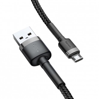 [RETURNED ITEM] Baseus Cafule Cable Durable Nylon Braided Wire USB / micro USB QC3.0 2.4A 0,5M black-grey (CAMKLF-AG1)