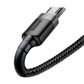 [RETURNED ITEM] Baseus Cafule Cable Durable Nylon Braided Wire USB / micro USB QC3.0 2.4A 0,5M black-grey (CAMKLF-AG1)