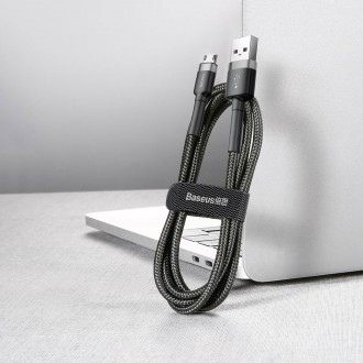 [RETURNED ITEM] Baseus Cafule Cable Durable Nylon Braided Wire USB / micro USB QC3.0 2.4A 0,5M black-grey (CAMKLF-AG1)