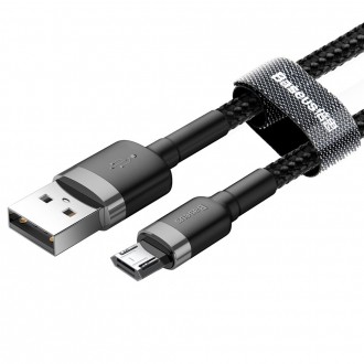 [RETURNED ITEM] Baseus Cafule Cable Durable Nylon Braided Wire USB / micro USB QC3.0 2.4A 0,5M black-grey (CAMKLF-AG1)