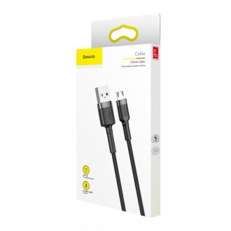 [RETURNED ITEM] Baseus Cafule Cable Durable Nylon Braided Wire USB / micro USB QC3.0 2.4A 0,5M black-grey (CAMKLF-AG1)