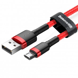 Baseus Cafule Cable odolný nylonový kabel USB / micro USB QC3.0 2.4A 1M červený (CAMKLF-B09)