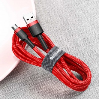 Baseus Cafule Cable odolný nylonový kabel USB / micro USB QC3.0 2.4A 1M červený (CAMKLF-B09)