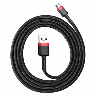 Baseus Cafule Cable odolný nylonový kabel USB / micro USB QC3.0 2.4A 1M černo-červený (CAMKLF-B91)