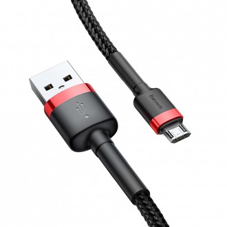 Baseus Cafule Cable odolný nylonový kabel USB / micro USB QC3.0 2.4A 1M černo-červený (CAMKLF-B91)