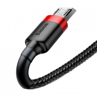 Baseus Cafule Cable odolný nylonový kabel USB / micro USB QC3.0 2.4A 1M černo-červený (CAMKLF-B91)