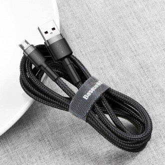 Baseus Cafule Cable odolný nylonový kabel USB / micro USB 1.5A 2M černo-šedý (CAMKLF-CG1)