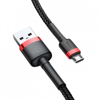 Baseus Cafule Cable odolný nylonový kabel USB / micro USB 1.5A 2M černo-červený (CAMKLF-C91)