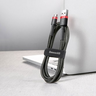 Baseus Cafule Cable odolný nylonový kabel USB / micro USB 1.5A 2M černo-červený (CAMKLF-C91)