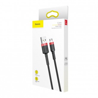 Baseus Cafule Cable odolný nylonový kabel USB / micro USB 1.5A 2M černo-červený (CAMKLF-C91)