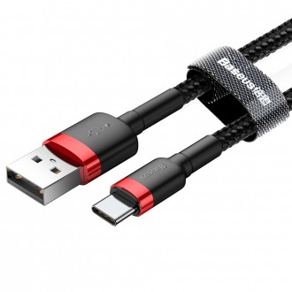 Baseus Cafule Cable odolný nylonový kabel USB / USB-C QC3.0 3A 0,5M černo-červený (CATKLF-A91)