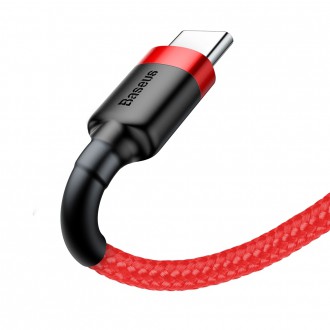 Baseus Cafule Cable odolný nylonový kabel USB / USB-C QC3.0 3A 1M červený (CATKLF-B09)
