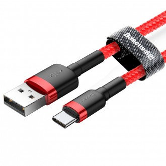 Baseus Cafule Cable odolný nylonový kabel USB / USB-C QC3.0 3A 1M červený (CATKLF-B09)