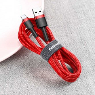 Baseus Cafule Cable odolný nylonový kabel USB / USB-C QC3.0 3A 1M červený (CATKLF-B09)