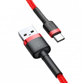 Baseus Cafule Cable odolný nylonový kabel USB / USB-C QC3.0 3A 1M červený (CATKLF-B09)