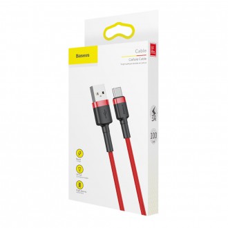 Baseus Cafule Cable odolný nylonový kabel USB / USB-C QC3.0 3A 1M červený (CATKLF-B09)