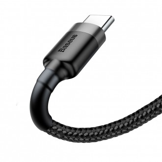 [RETURNED ITEM] Baseus Cafule Cable Durable Nylon Braided Wire USB / USB-C QC3.0 3A 1M black-grey (CATKLF-BG1)