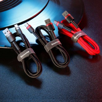 Baseus Cafule Cable odolný nylonový kabel USB / USB-C QC3.0 3A 1M černo-červený (CATKLF-B91)