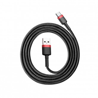 Baseus Cafule Cable odolný nylonový kabel USB / USB-C QC3.0 3A 1M černo-červený (CATKLF-B91)