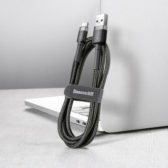 Baseus Cafule Cable odolný nylonový kabel USB / USB-C QC3.0 2A 2M černo-šedý (CATKLF-CG1)