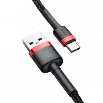 Baseus Cafule Cable odolný nylonový kabel USB / USB-C QC3.0 2A 2M černo-červený kabel (CATKLF-C91)