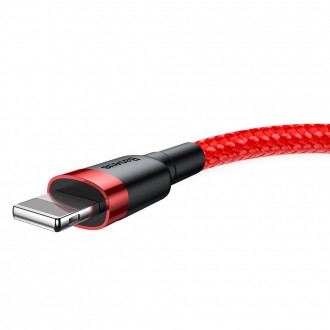 Baseus Cafule Cable odolný nylonový kabel USB / Lightning QC3.0 2.4A 0.5M červený (CALKLF-A09)