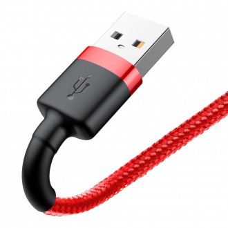 Baseus Cafule Cable odolný nylonový kabel USB / Lightning QC3.0 2.4A 0.5M červený (CALKLF-A09)