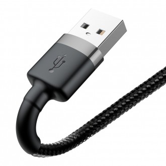 Baseus Cafule Cable odolný nylonový kabel USB / Lightning QC3.0 2.4A 0.5M černo-šedý (CALKLF-AG1)