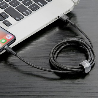 Baseus Cafule Cable odolný nylonový kabel USB / Lightning QC3.0 2.4A 0.5M černo-šedý (CALKLF-AG1)