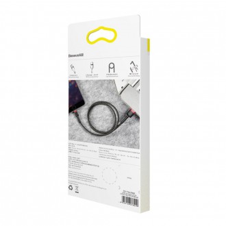 Baseus Cafule Cable odolný nylonový kabel USB / Lightning QC3.0 2.4A 0.5M černo-červený (CALKLF-A19)