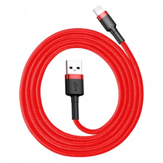 Baseus Cafule Cable odolný nylonový kabel USB / Lightning QC3.0 2.4A 1M červený (CALKLF-B09)