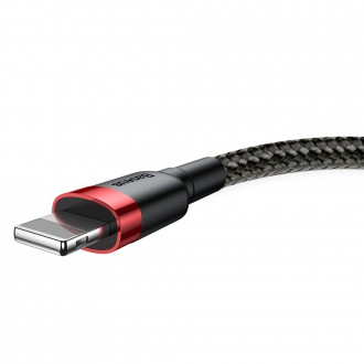 Baseus Cafule Cable odolný nylonový kabel USB / Lightning QC3.0 2.4A 1M černo-červený (CALKLF-B19)