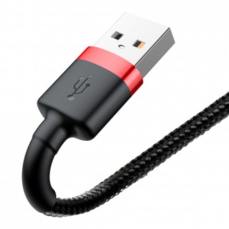 Baseus Cafule Cable odolný nylonový kabel USB / Lightning QC3.0 2.4A 1M černo-červený (CALKLF-B19)