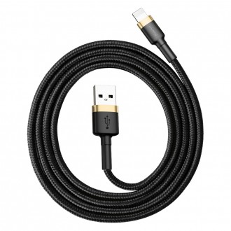 Baseus Cafule Cable odolný nylonový kabel USB / Lightning QC3.0 2.4A 1M černo-zlatý (CALKLF-BV1)