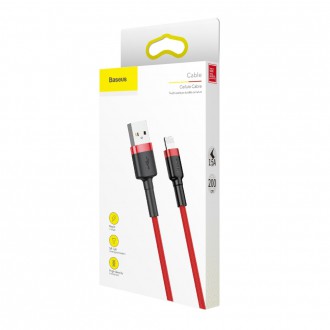 Baseus Cafule Cable odolný nylonový kabel USB / Lightning QC3.0 1.5A 2M červený (CALKLF-C09)
