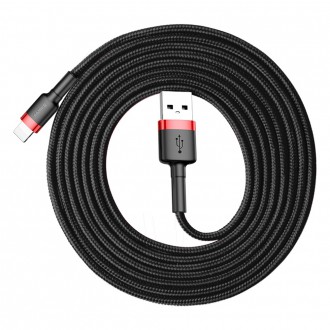 Baseus Cafule Cable odolný nylonový kabel USB / Lightning QC3.0 1,5A 2M černo-červený (CALKLF-C19)