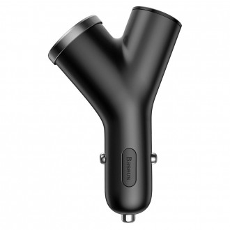 Baseus Y Type Car Charger nabíječka do auta 2x USB + zásuvka do zapalovače 3,4A černá (CCALL-YX01)