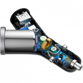 Baseus Y Type Car Charger nabíječka do auta 2x USB + zásuvka do zapalovače 3,4A černá (CCALL-YX01)