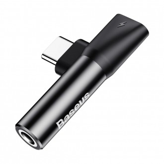 Baseus Audio Converter L41 z portu USB-C na port USB-C + 3,5 mm konektor pro sluchátka černý (CATL41-01)