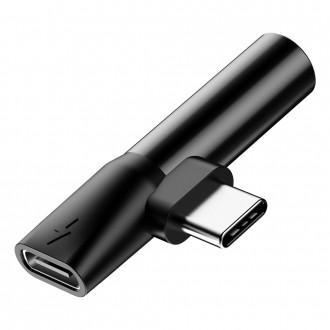 Baseus Audio Converter L41 z portu USB-C na port USB-C + 3,5 mm konektor pro sluchátka černý (CATL41-01)