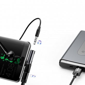 Baseus Audio Converter L41 z portu USB-C na port USB-C + 3,5 mm konektor pro sluchátka černý (CATL41-01)