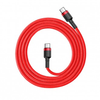 Baseus Cafule Odolný nylonový kabel USB-C PD / USB-C PD PD2.0 60W 20V 3A QC3.0 1M červený (CATKLF-G09)