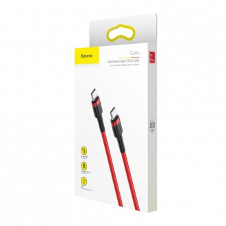 Baseus Cafule Odolný nylonový kabel USB-C PD / USB-C PD PD2.0 60W 20V 3A QC3.0 1M červený (CATKLF-G09)