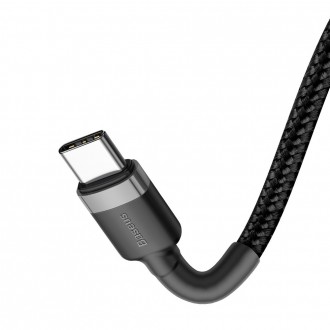 Baseus Cafule Cable odolný nylonový kabel USB-C PD / USB-C PD PD2.0 60W 20V 3A QC3.0 1M černo-šedý (CATKLF-GG1)