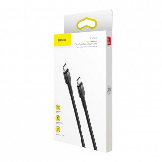 Baseus Cafule Cable odolný nylonový kabel USB-C PD / USB-C PD PD2.0 60W 20V 3A QC3.0 1M černo-šedý (CATKLF-GG1)