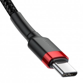 Kabel Baseus Cafule Odolný nylonový kabel USB-C PD / USB-C PD PD2.0 60W 20V 3A QC3.0 1M černo-červený (CATKLF-G91)