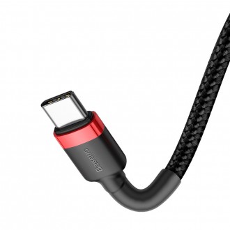 Kabel Baseus Cafule Odolný nylonový kabel USB-C PD / USB-C PD PD2.0 60W 20V 3A QC3.0 1M černo-červený (CATKLF-G91)