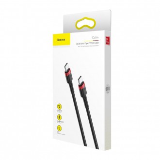 Kabel Baseus Cafule Odolný nylonový kabel USB-C PD / USB-C PD PD2.0 60W 20V 3A QC3.0 1M černo-červený (CATKLF-G91)